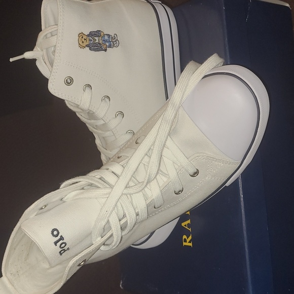 New Polo Bear by Ralph Lauren canvas high top size 6.5jr=8wn - Picture 4 of 7